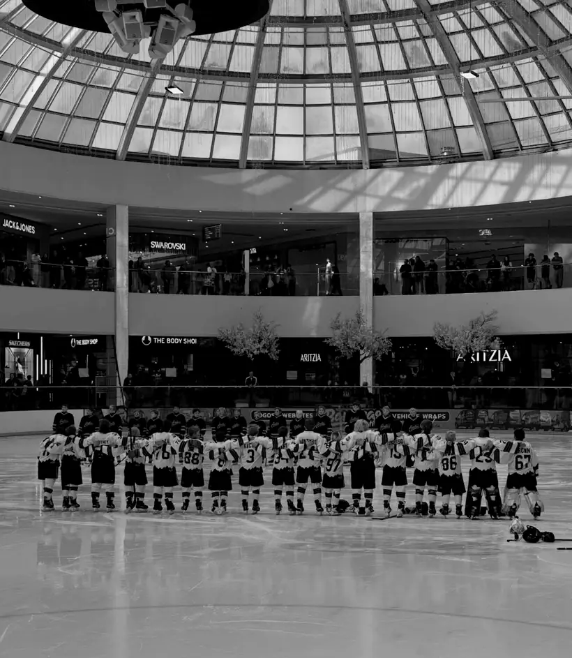 Apex team lined up before the game, West Edmonton Mall